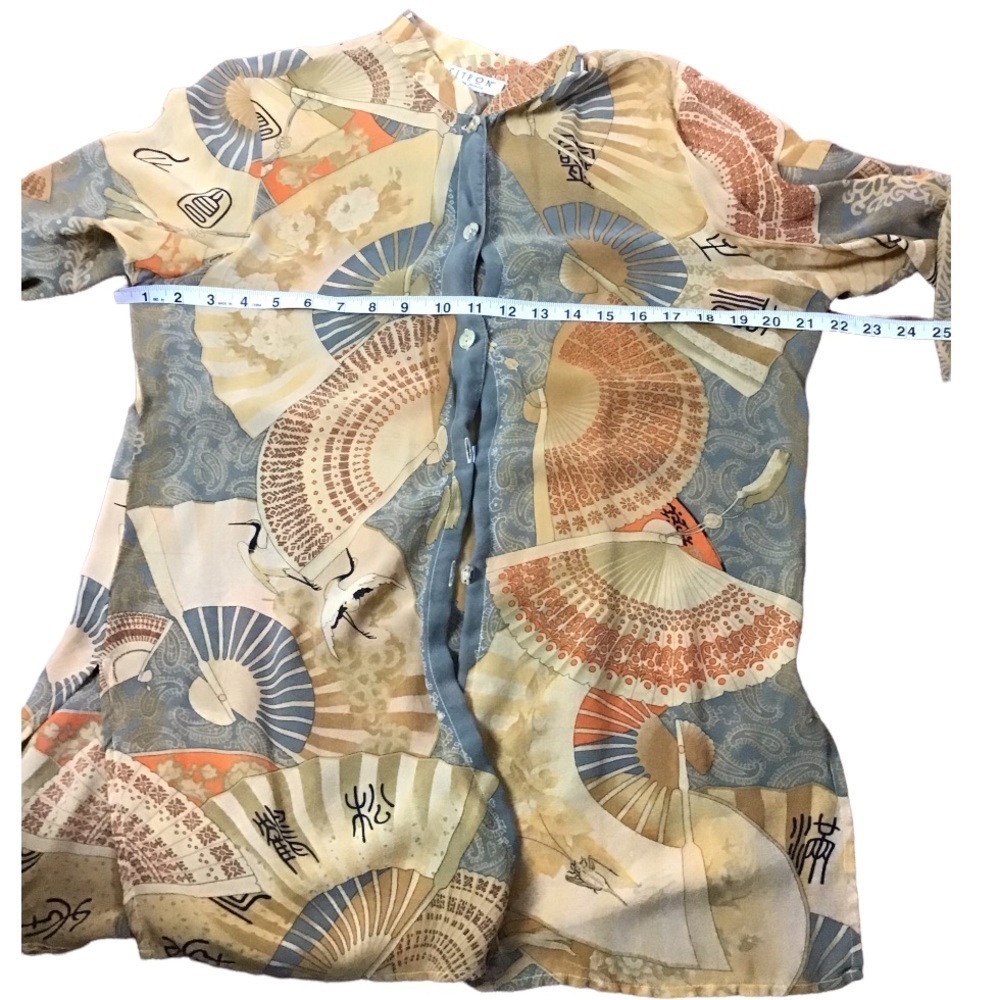 Citron Santa Monica Silk Asian Design Boho Blouse/Jacket - Picture 5 of 10